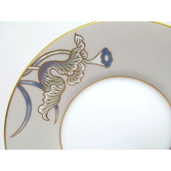 Fitz And Floyd Cloisonne Lotus 5 1/2" Saucers Set Of 4 Saucers Excellent Cond - Picture 4 of 11